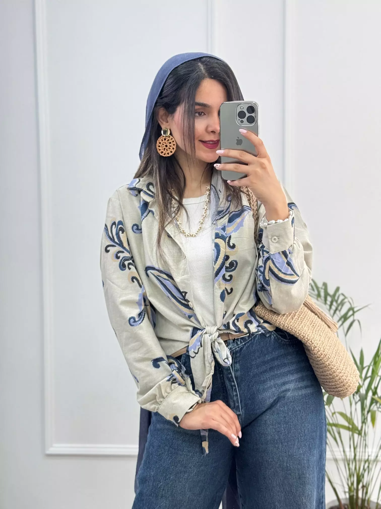 شومیز لینن گره ای ایتالیایی